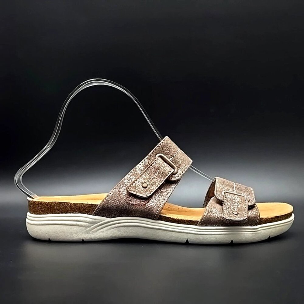 Clarks Collection April Dusk Adjustable Brown Slide Sandals Women’s Size 9.5M - Picture 8 of 12